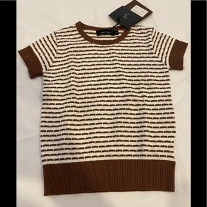NWT Bamboo brown/ white line sweater shirt sleeves